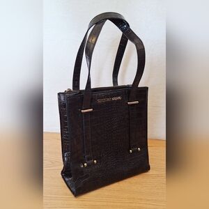 Christian Siriano For Payless Tote Bag Black Faux Crocodile Embossed Structured